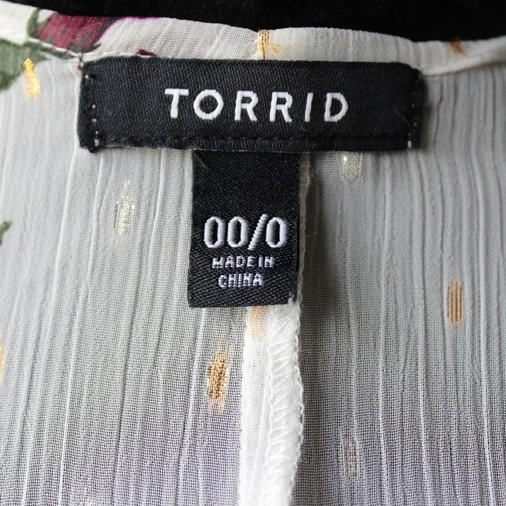 Torrid Floral Kimono with Purple and Pink Accents - Picture 7 of 9